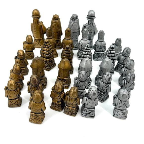 Vintage 32 Piece Replacement Chess Piece Set Egyptian Style Ceramic Glazed - Picture 8 of 15